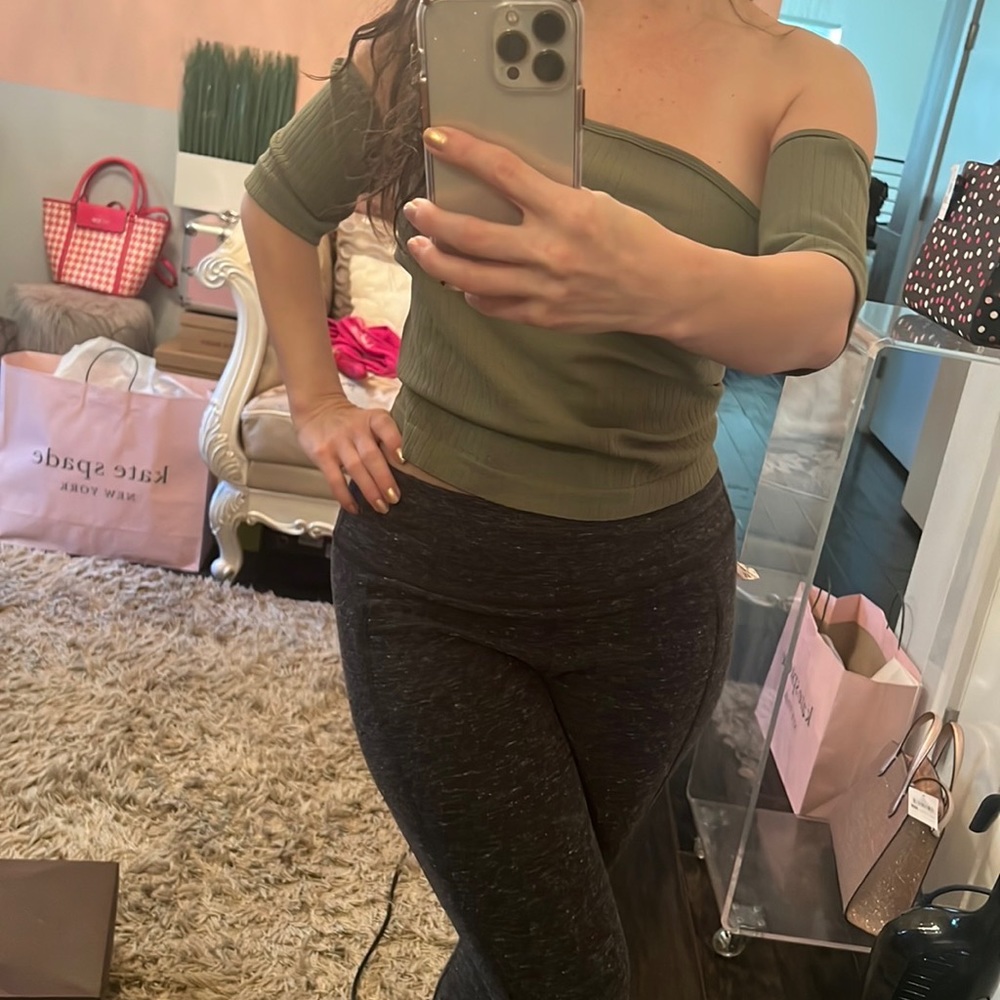 Active Basic Avocado Green Spandex Top! - image 7